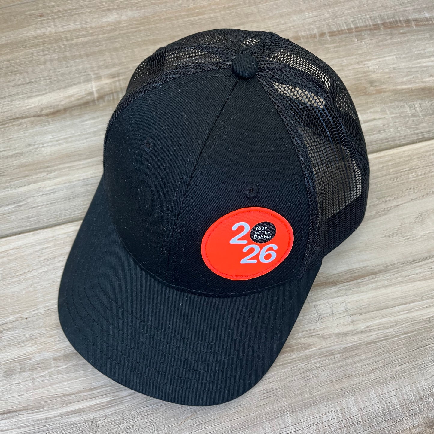 Trucker Cap (Black with Fluro Orange Badge).
