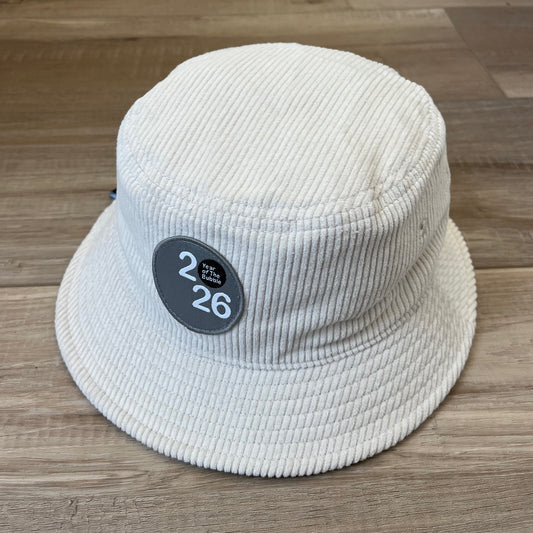 Cord Bucket Hat (Bone with Silver Badge).