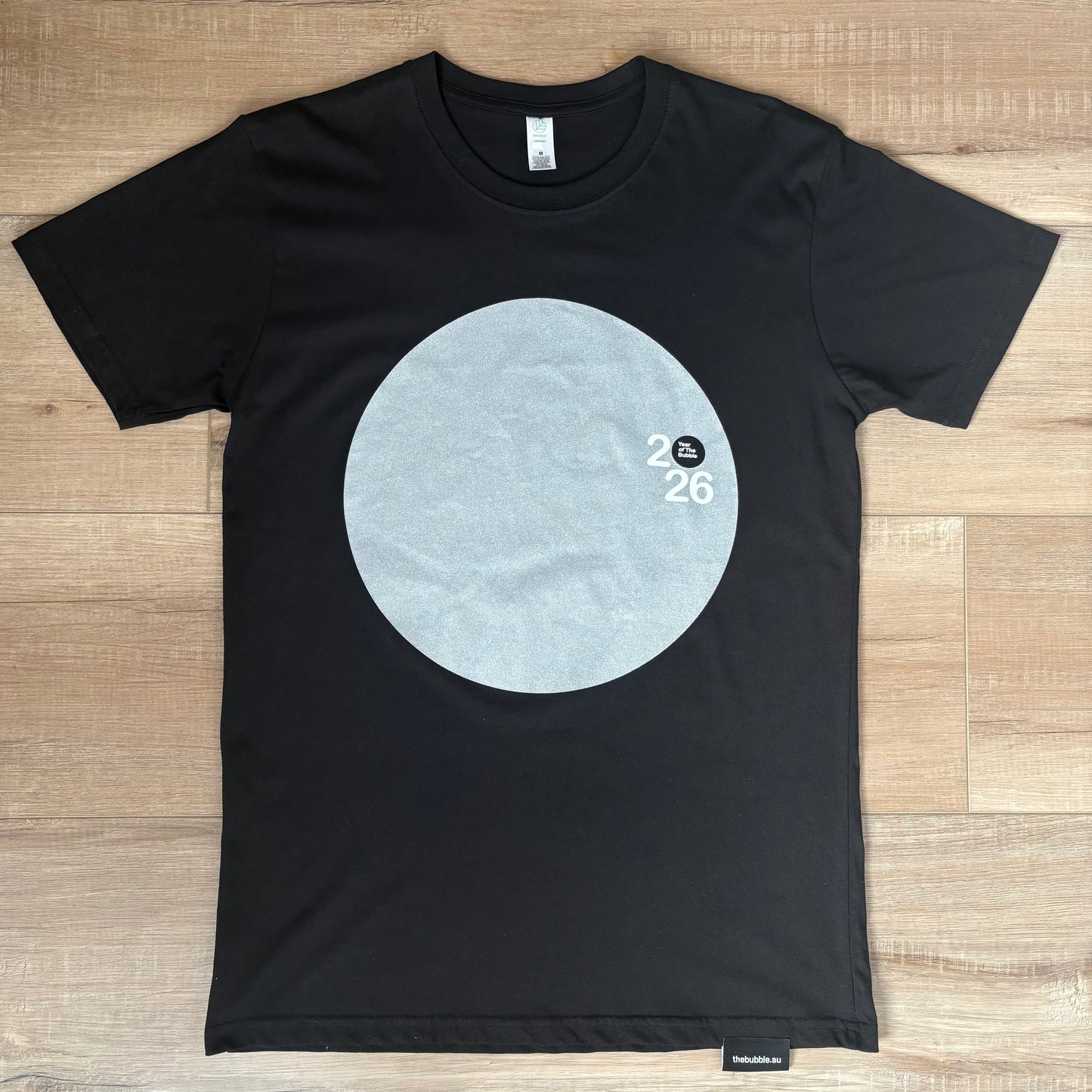 Organic Black Tee (Metallic Silver Screen Print).