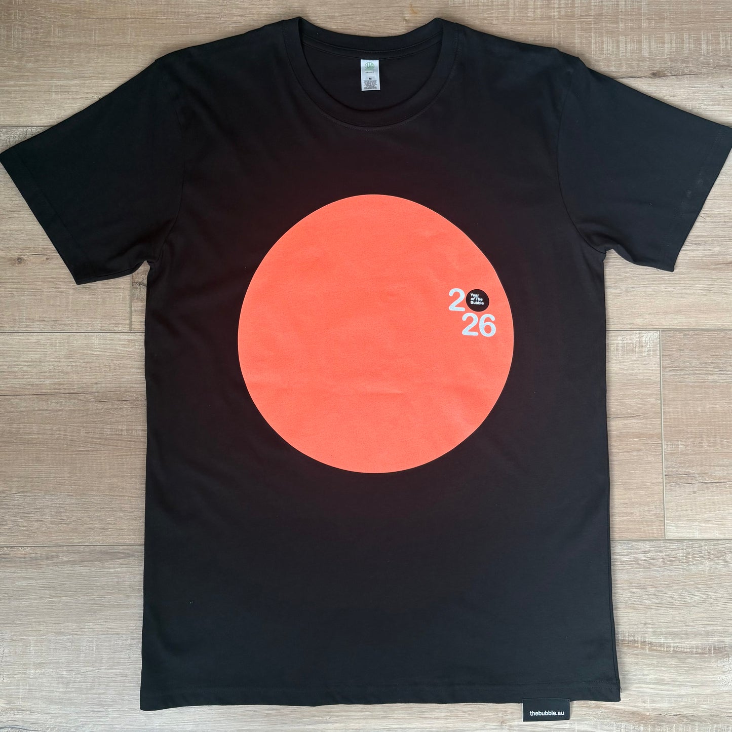 Organic Black Tee (Fluro Orange Screen Print).