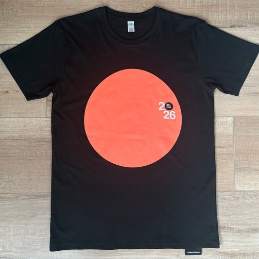 Organic Black Tee (Fluro Orange Screen Print).