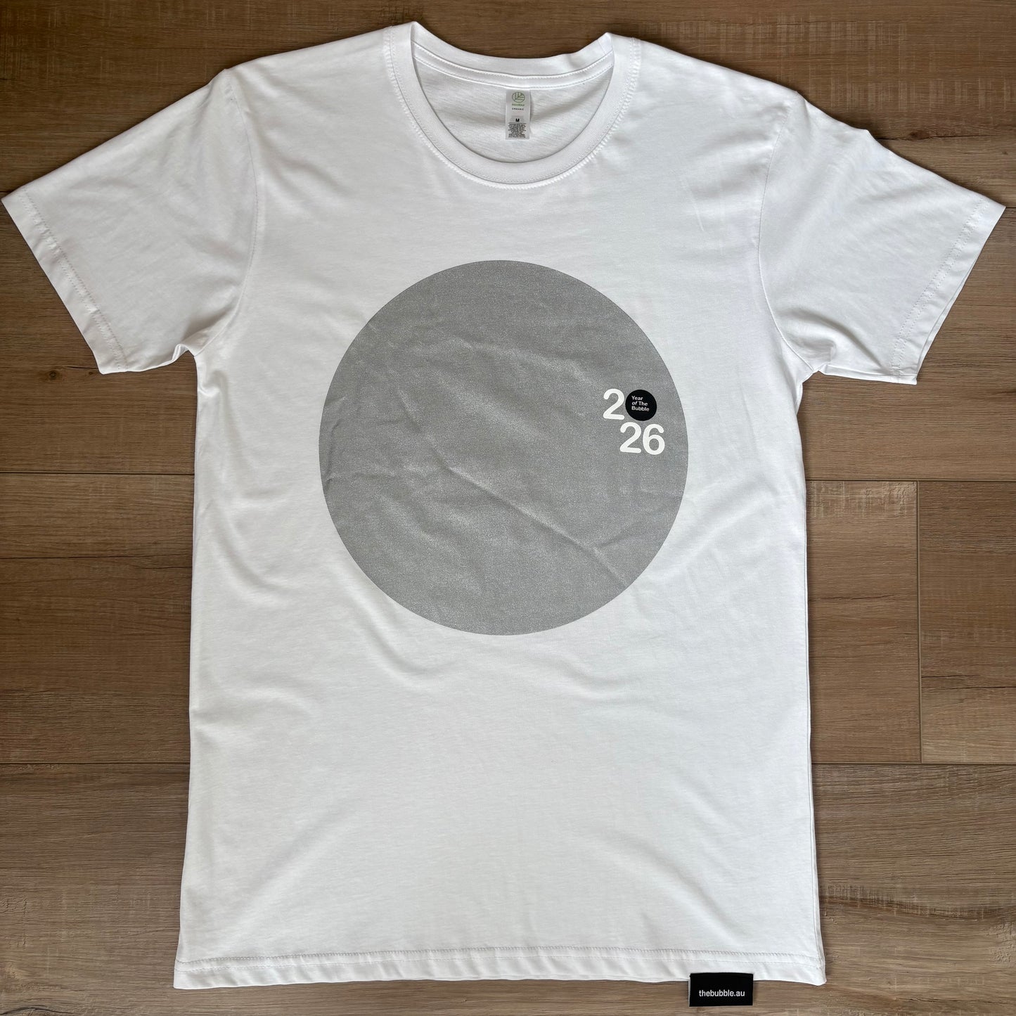 Organic White Tee (Metallic Silver Screen Print).